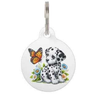 Placa Para Mascotas Cute dálmata/mariposa amigos