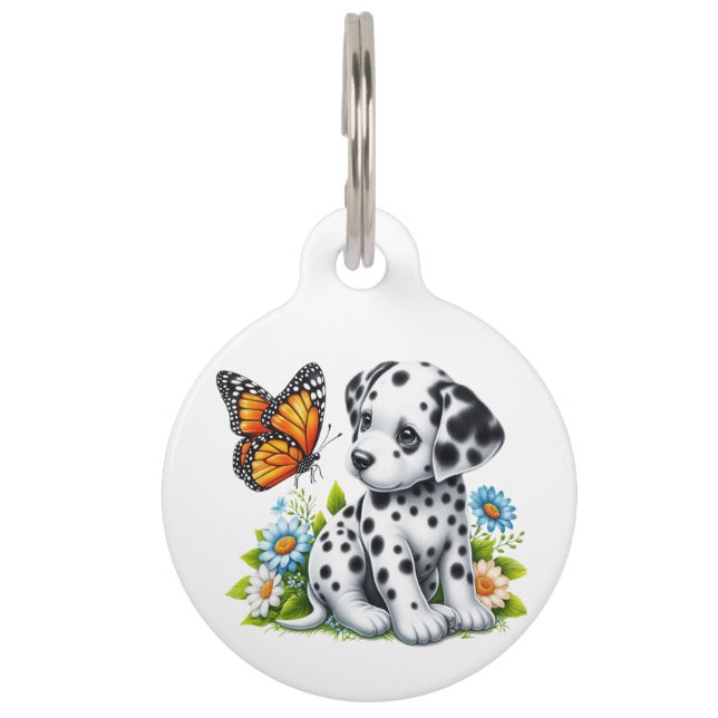 Placa Para Mascotas Cute dálmata/mariposa amigos (Anverso)