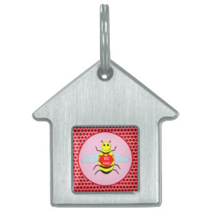 Placa Para Mascotas Cute Día de San Valentín Bee