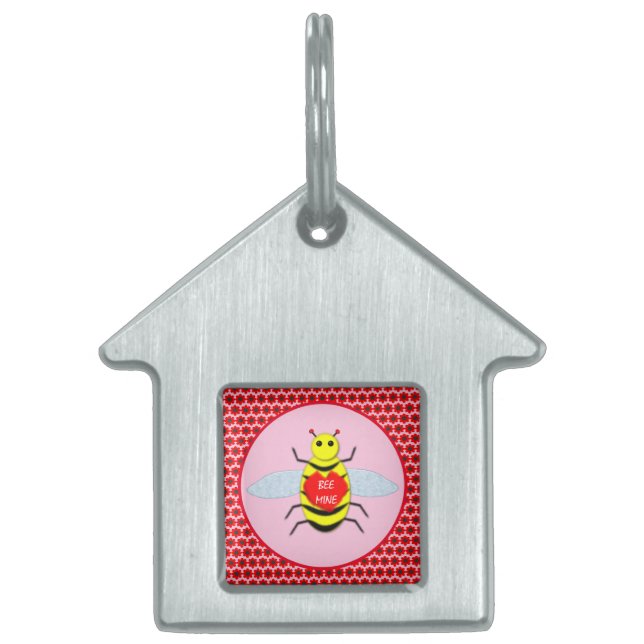 Placa Para Mascotas Cute Día de San Valentín Bee (Frente)