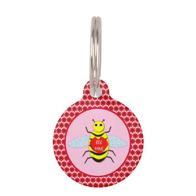 Placa Para Mascotas Cute Día de San Valentín Bee (Anverso)