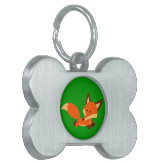 Placa Para Mascotas Cute Fleet Personalizado Fox Pet Tag