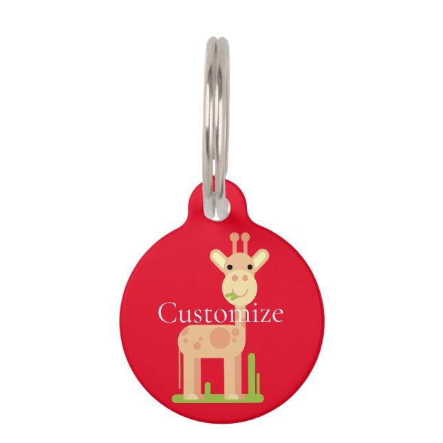 Placa Para Mascotas Cute Giraffe Munching Thunder_Cove (Anverso)