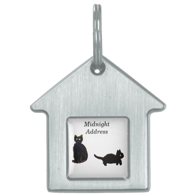 Placa Para Mascotas Cute Kitty Art Black Cats (Frente)