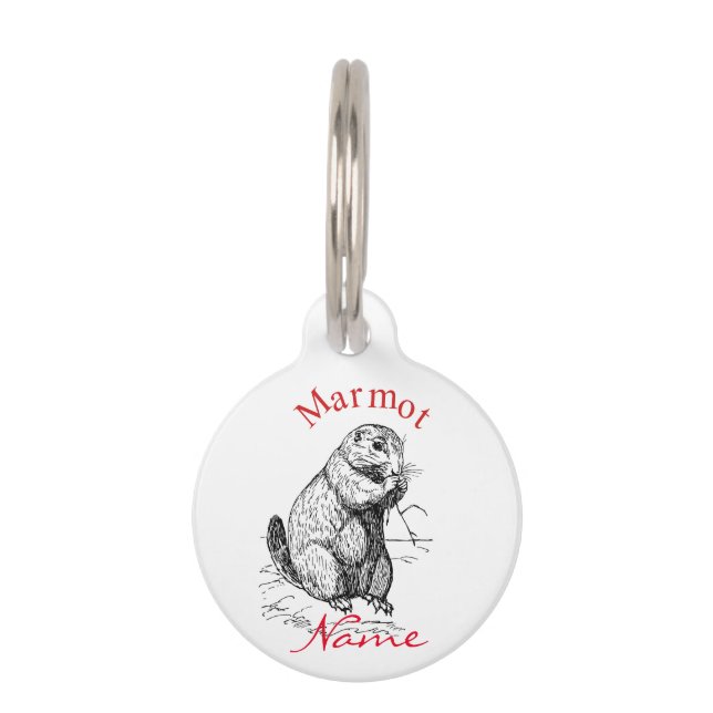 Placa Para Mascotas Cute Marmot Animal Thunder_Cove (Reverso)
