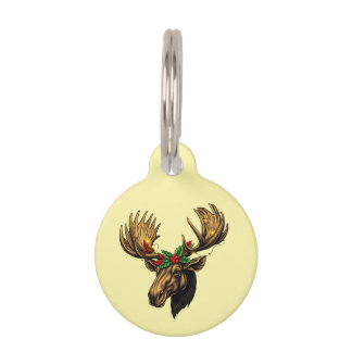 PLACA PARA MASCOTAS CUTE MOOSE CHRISTMAS DESIGN