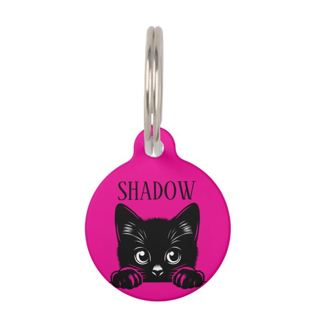 Placa Para Mascotas Cute Peeking Cat Personalizado  (Anverso)