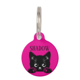 Placa Para Mascotas Cute Peeking Cat Pesonalized 