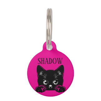 Placa Para Mascotas Cute Peeking Cat Pesonalized