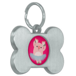 Placa Para Mascotas Cute Personalizado Ballerina Pig Pet Tag