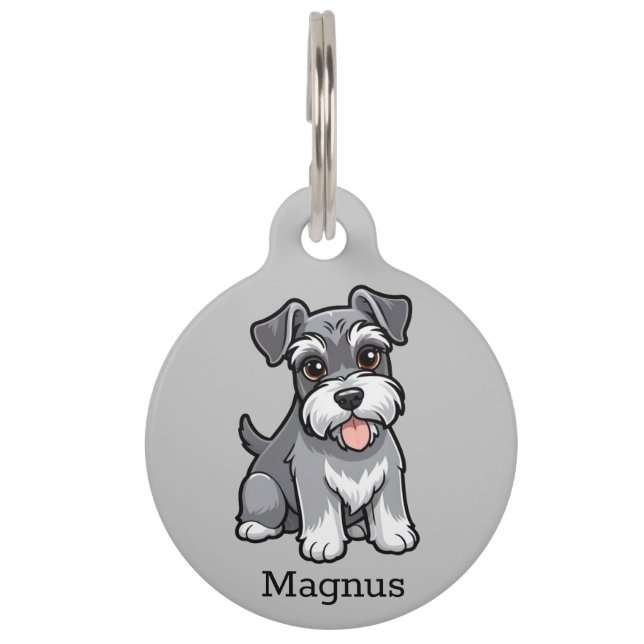 Placa Para Mascotas Cute Personalizado Schnauzer Personaliza la etique (Anverso)