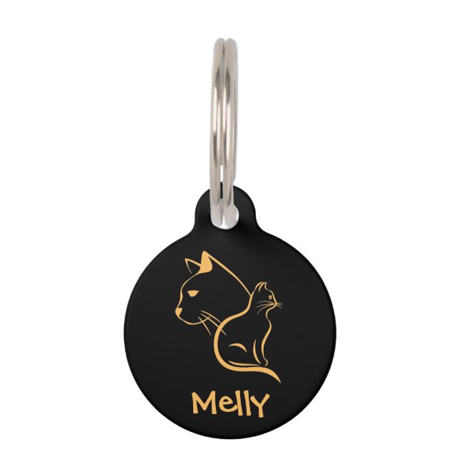 Placa Para Mascotas Cute Personalized Name Black Cat (Anverso)