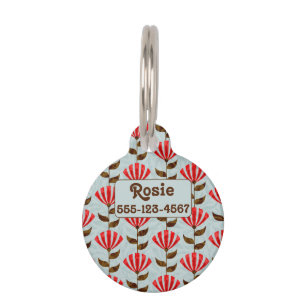 Placa Para Mascotas Cute retro de lapiceros rojos sobre textura falsa 