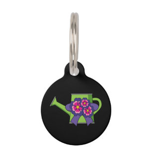 Placa Para Mascotas Cute Waters Can con Bouquet de flores   Añadir nom