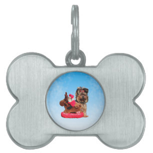 Placa Para Mascotas Cute Yorkshire Terrier Merry Christmas