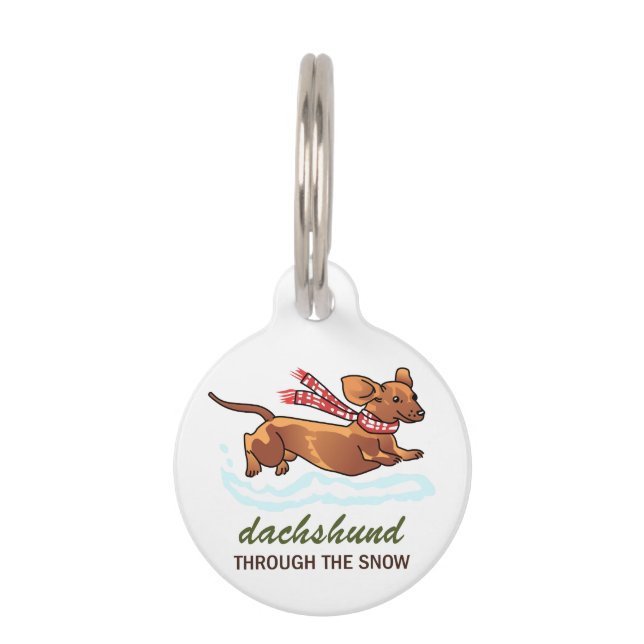 Placa Para Mascotas Dachshund a través de la nieve (Anverso)
