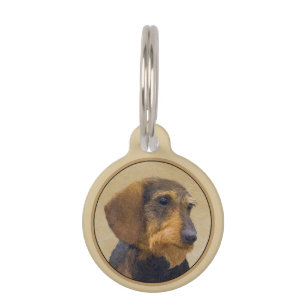 Placa Para Mascotas Dachshund (Cabezal alambrada) Pintura original de