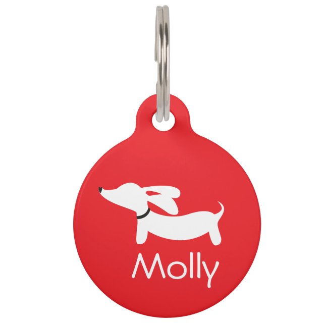 Placa Para Mascotas Dachshund Collar Charms Personalizado Nombre Conta (Anverso)
