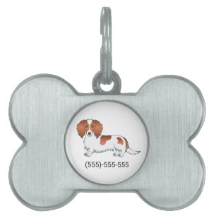 Placa Para Mascotas Dachshund de dibujos animados de pelo largo con pa