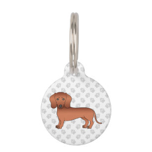Placa Para Mascotas Dachshund de pelaje rojo liso Perro de dibujos ani