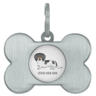 Placa Para Mascotas Dachshund de pelo largo pie negro y bronceado & Nú