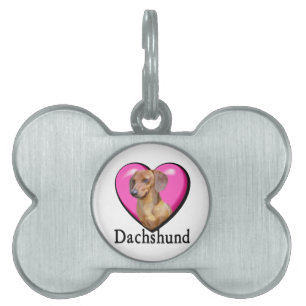 Placa Para Mascotas Dachshund Día de San Valentín