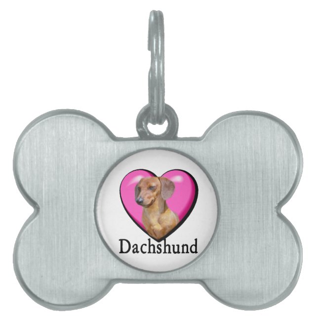 Placa Para Mascotas Dachshund Día de San Valentín (Frente)