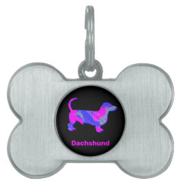 Placa Para Mascotas Dachshund Etiqueta de mascota con resumen de color