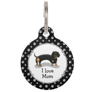 Placa Para Mascotas Dachshund Mom (Niño) (S black & tan) - Perro lindo