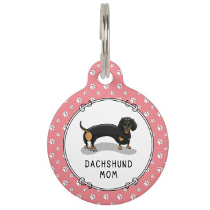 Placa Para Mascotas Dachshund Mom (S black & tan) - Perro lindo