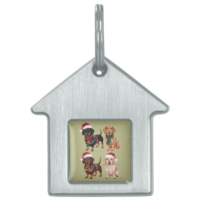 Placa Para Mascotas Dachshund Navidades Regalo de Navidad de mamá aman (Frente)