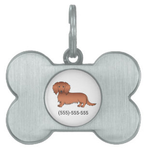 Placa Para Mascotas Dachshund Pelirrojo Pelo Largo Perro Caricatura Li