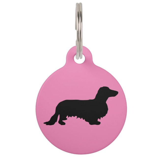 Placa Para Mascotas Dachshund Pelo Largo - Silueta 1 (Anverso)