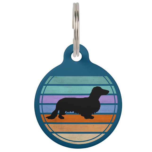 Placa Para Mascotas Dachshund Pelo Largo - Silueta 1  (Anverso)