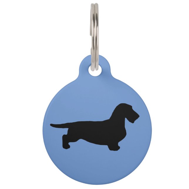 Placa Para Mascotas Dachshund Pelo Tosco - Silueta 1 (Anverso)