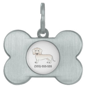 Placa Para Mascotas Dachshund perro crema suave con número de teléfono