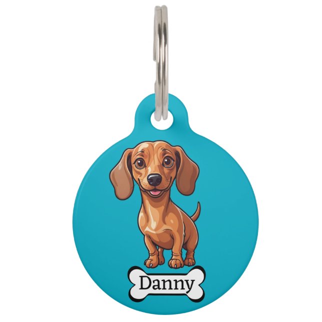 Placa Para Mascotas Dachshund Personaliza la etiqueta de identificació (Anverso)