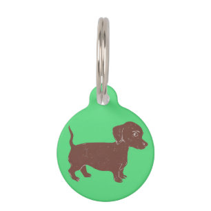 Placa Para Mascotas Dachshund Personalizado Round Dog Tag