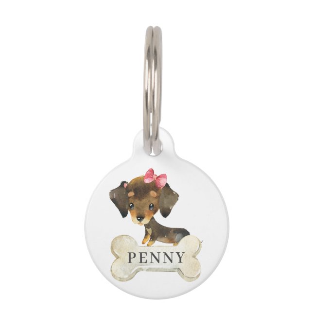 Placa Para Mascotas Dachshund Puppy Dog (Anverso)