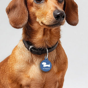 Placa Para Mascotas Dachshund Wiener Dog ID Dog Tag Blue