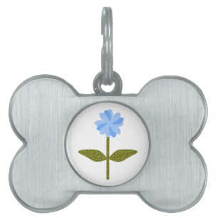 Placa Para Mascotas Daisy Flower Bonito Blue Pet Etiqueta