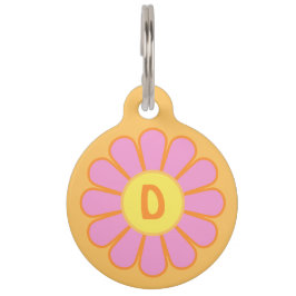 Placa Para Mascotas Daisy rosado en Naranja personalizado