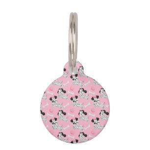 Placa Para Mascotas Dálmatas cachorros Black Spots Pink Toy Ball Whit
