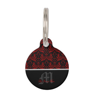 Placa Para Mascotas Damasco intrépido grande (rojo)