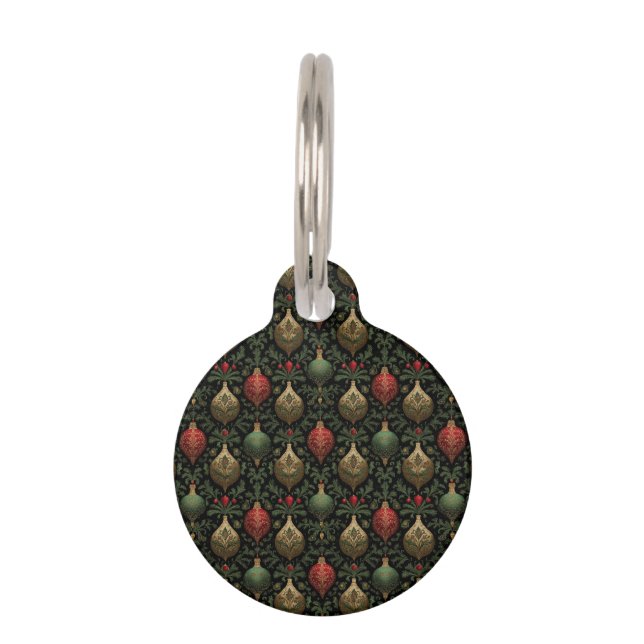 Placa Para Mascotas Damask festivo (Anverso)