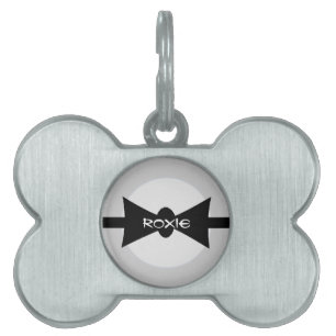 Placa Para Mascotas Dapper Mascota Black Bow Tie
