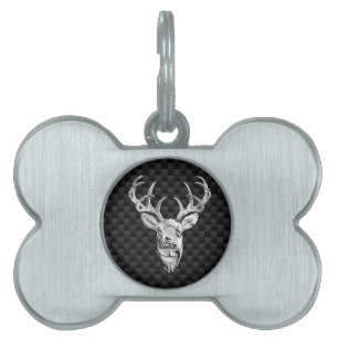 Placa Para Mascotas Decoración de ciervo plateado sobre impresión de f