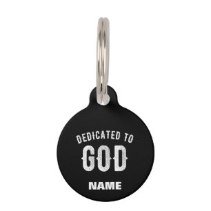 PLACA PARA MASCOTAS DEDICADO A DIOS PERSONALIZABLE GUAY TEXTO BLANCO