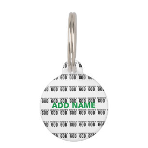 PLACA PARA MASCOTAS DEDICADO A DIOS PERSONALIZABLE GUAY TEXTO NEGRO
