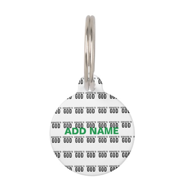 PLACA PARA MASCOTAS DEDICADO A DIOS PERSONALIZABLE GUAY TEXTO NEGRO (Anverso)